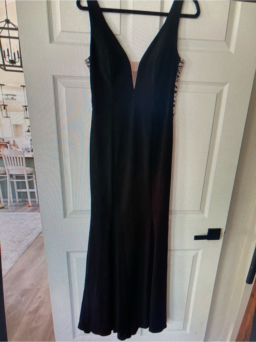 Elegant Black V-Neck Slip Chemise with Side Detail